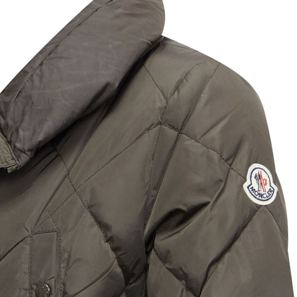 MONCLER Norme Afnor khaki quilted virgin wool blend frill hem coat Sz1 M - Picture 2 of 10
